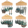 Vintage Exaggerated Bohemian Antique Bronze Plated Charm Arrows Triangle Leaf Pendant Large Boho Earring Set Jewelry for Women