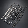 4 PCS Punk Rock Men Bangles Custom Wholesale Hiphop PU Leather Bracelet Fashion Jewelry