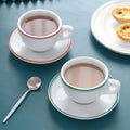 Solhui  Red Line/green Line Coffee Cup With Saucer Milk Tea Cup Thick Vintage Cappuccino Cup