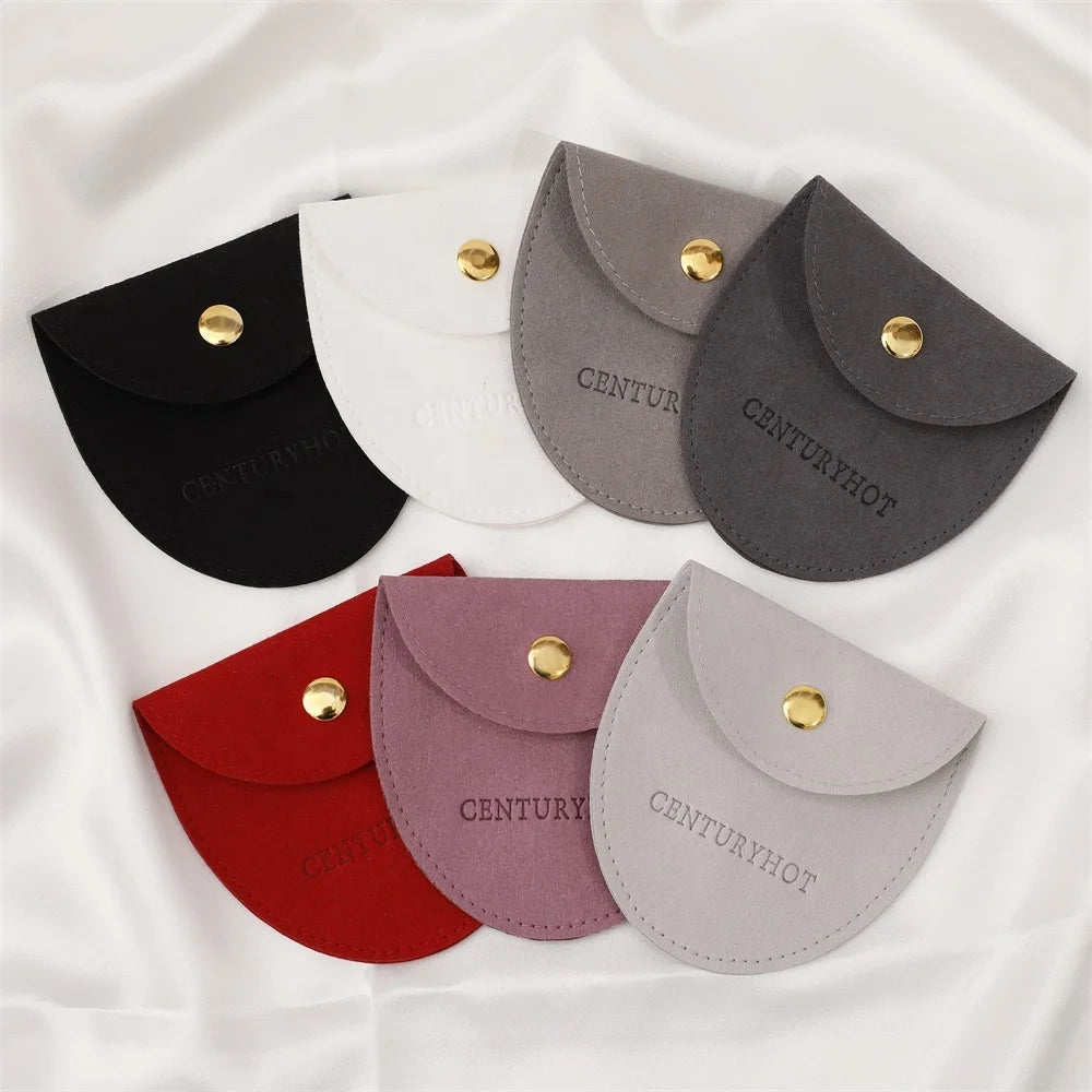 PUPPYSEW  8*8cm Microfiber Jewelry  Pouch Bags With logo Handmade Jewelry Pouch Earrings Necklace Bracelet  Packing Bag