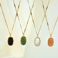 Tarnish Free Vacuum14k Gold Stainless Steel Natural Stone Charms Pendants Necklaces