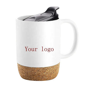 15oz Large Ceramic Coffee Mugs with Insulated Cork Bottom and Splash Proof Mug Lid Custom Travel Sublimation Porcelain