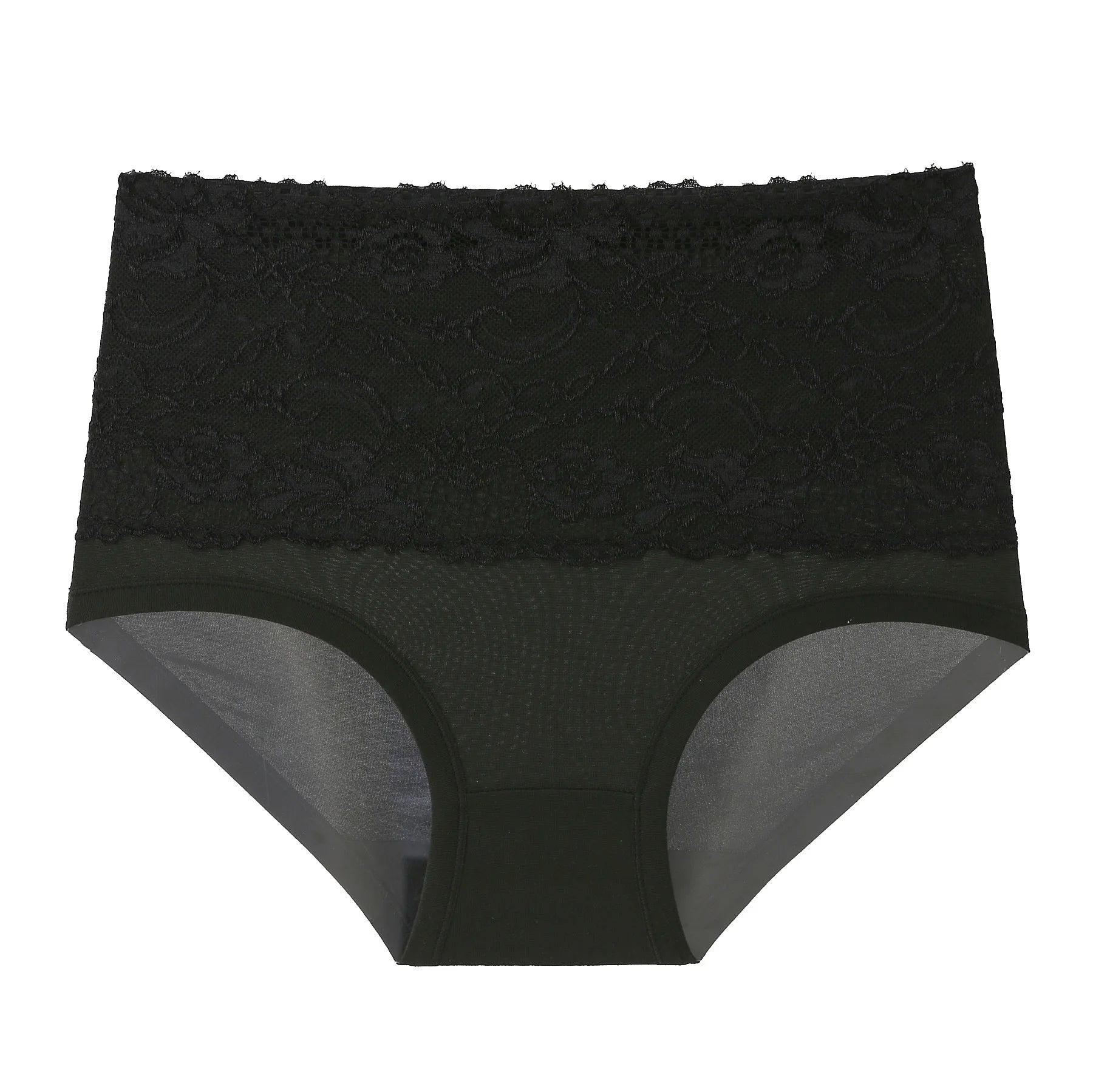 Mid-Rise Plus Size Women's High Cut Panties Breathable Lace Floral Everyday Woven Washed Technics Nylon/Spandex
