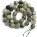 Hot Selling Beads for Jewelry Making Natural Faceted Green Grass Rutilated Jasper Diamond Cutting Loose Beads 15.5"