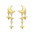 Wholesale Fashion Star Moon Shape Zircon Earrings 18k Gold Plated Girl Stud Earrings Wedding Anniversary Party Hot Selling