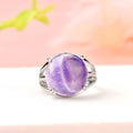 Top Sell Round Shaped Natural Stone Ring Silver Color Adjustable Crystal Ring