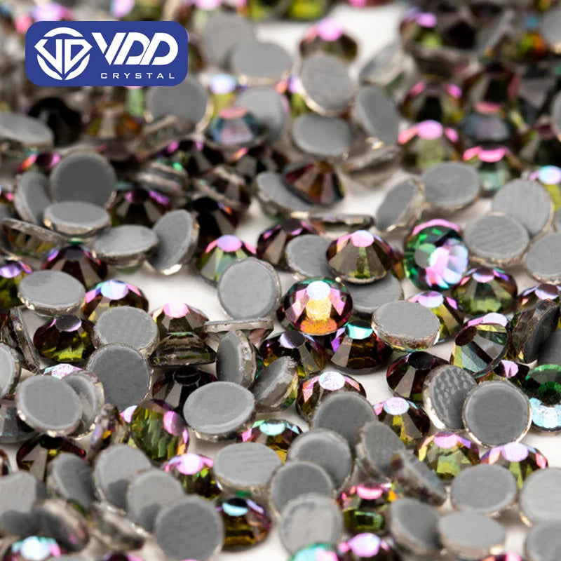 VDD 064 Green Flare High Quality Hot-Fix Glass Rhinestone Crystal Flatback Strass Stones DIY Garment Decoration Wedding Dress
