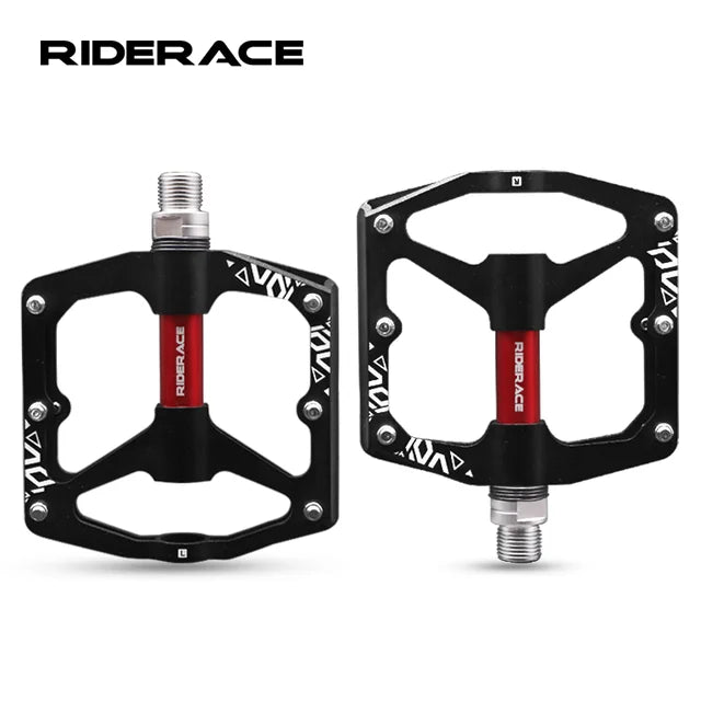 RIDERACE Bicycle Flat Platform Aluminum Pedals Sealed Bearing Non-slip High Strength Pedals for MTB Mountain All-round Pedal