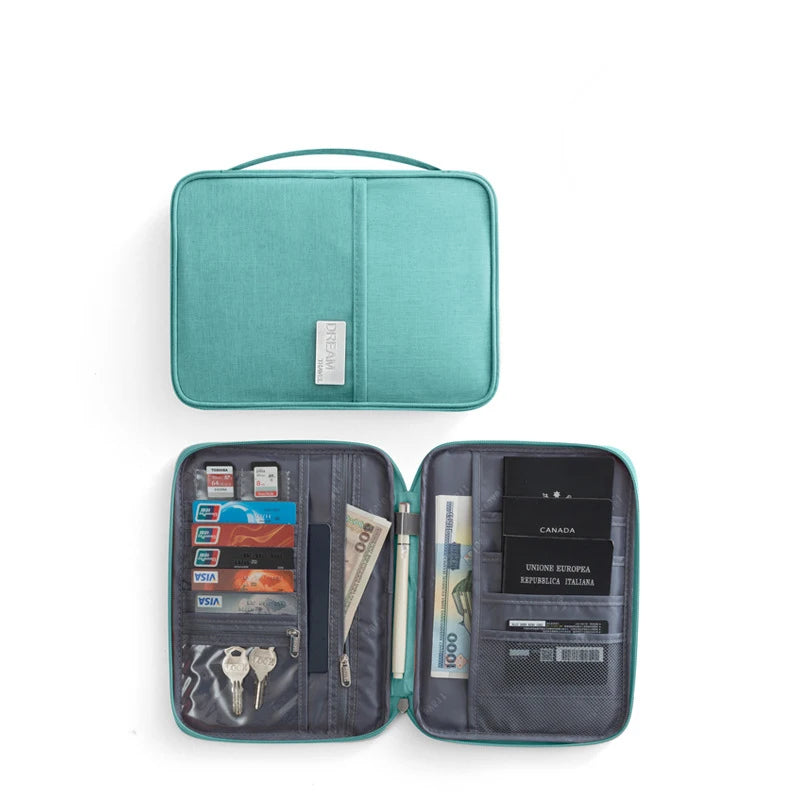 Makeway MK-0089 2 Sizes Grey Polyester Fashion Waterproof Passport Organizer Bags Zipper Closure Money Bag Storage Pouch Men