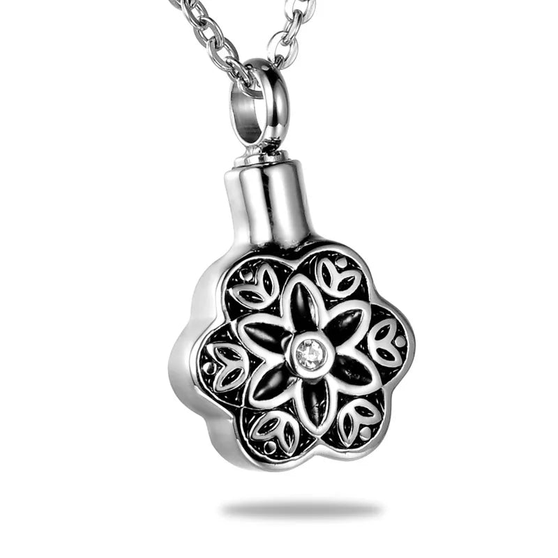 European and American Amulet Urn Pendant Cremation Memorial Jewelry Cremation Ashes Flower Necklace