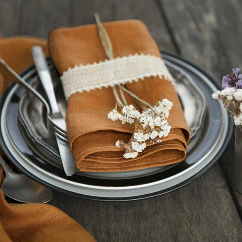 Hemstitch Cotton Linen Napkins Soft Washable Wed Napkin Cotton Dish Cloth Absorbent Tea Cleaning Rags Dinner Napkin Tables Decor