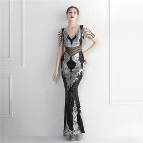 19918# High Technology Positioning Flower Heavy Order Bead Formal Occasions Long Fishtail Evening Dress