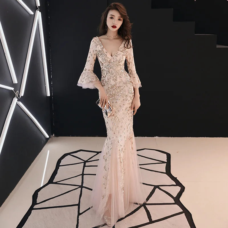 2024 New Arrival Sequin Long Elegant Long Party Dresses and Mermaid Formal Dress for Women