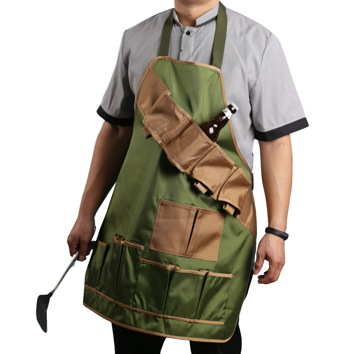 Waterproof Oxford Canvas Camouflage Gag Gift Grill Sergeant BBQ Apron Kit with 13 Pockets Adjustable Waist Eco-Friendly Design