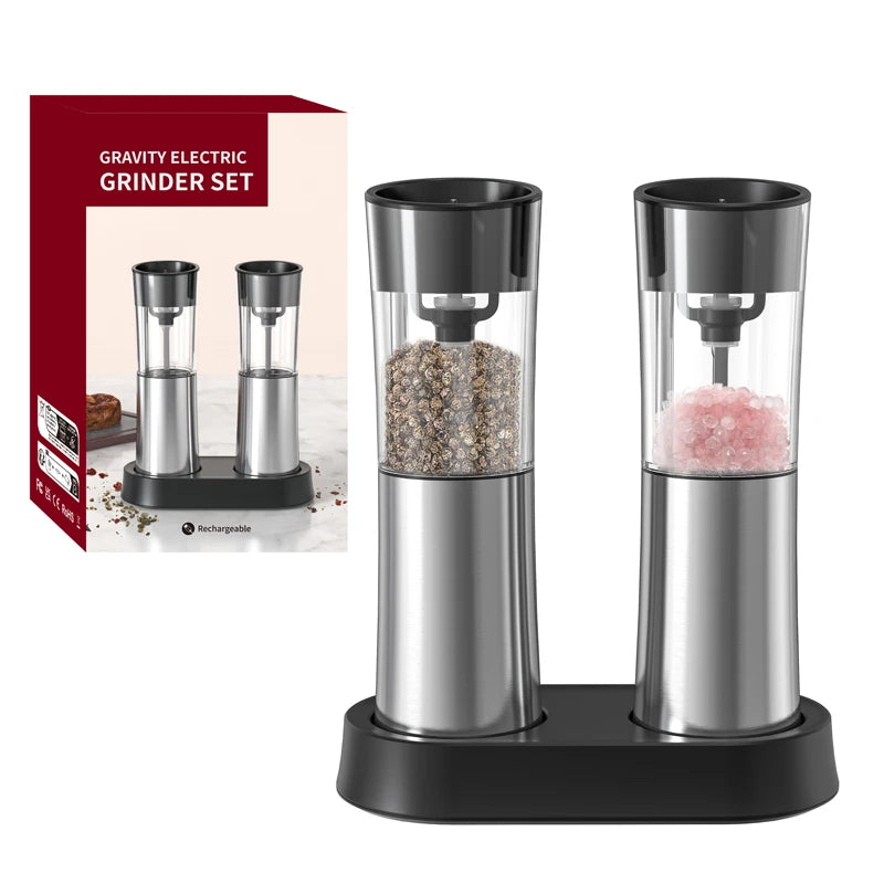 Larger Capacity Rechargeable Electric Salt Pepper Grinder Shaker Set With Charging Storage Base
