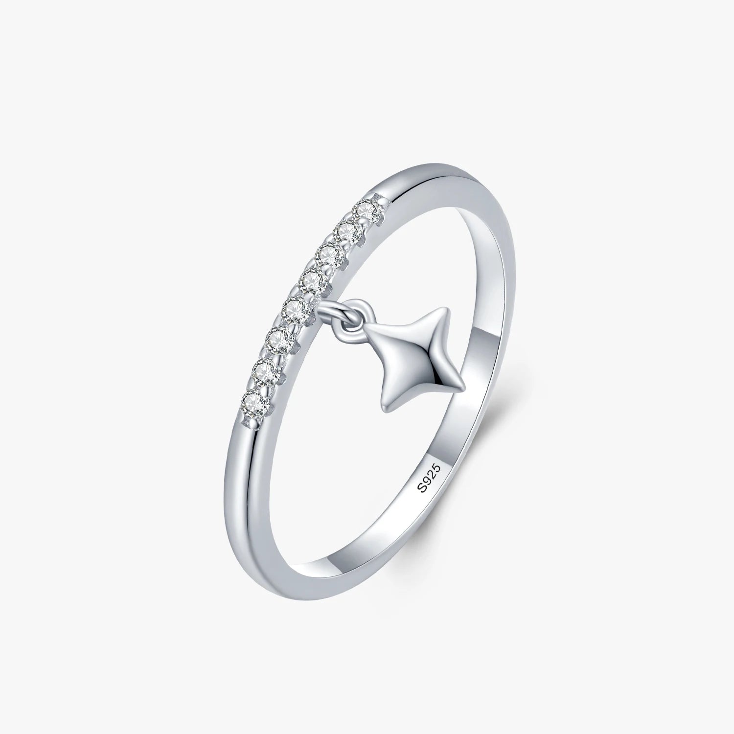 Ailmay Romantic Star Rings Authentic 925 Sterling Silver Clear Zircon Stackable Finger Ring for Women Statement Jewelry Gift