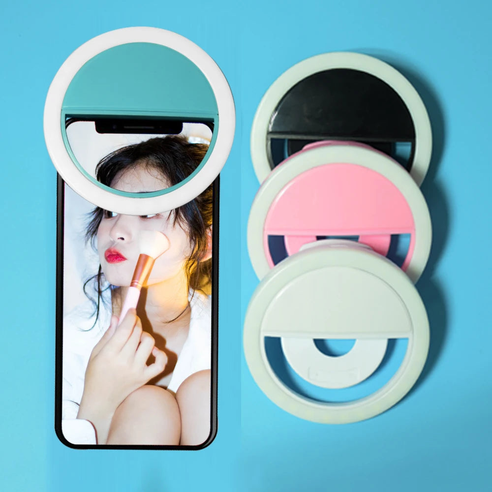 NEON-GLO LED Camera Round Ring Flash Fill Light UV Printed Phone Ring Light Selfie Mobile Phones Case Holder Souvenir Promotion