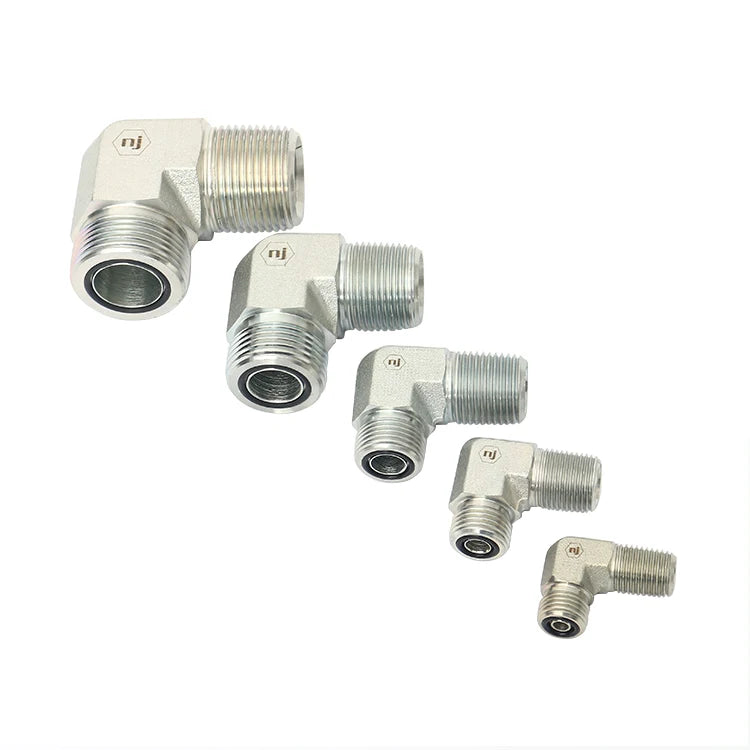 Carbon Steel  SAE Fittings Hydraulic Adapter 90 Degree Elbow Pipe Hose Connector Male O-ring Face Seal ORFS to NPTF Male FS2501