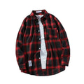 RNSHANGER Breathable Loose Casual Men's Plaid Shirts Large Size 3XL Long Sleeve Harajuku Hip Hop Style