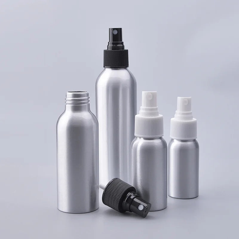 Hangzhou Sunshine 30ml 1oz 50ml 100ml Aluminum Silver Round Shape Spray Trigger Pump Bottle in Stock for Selling