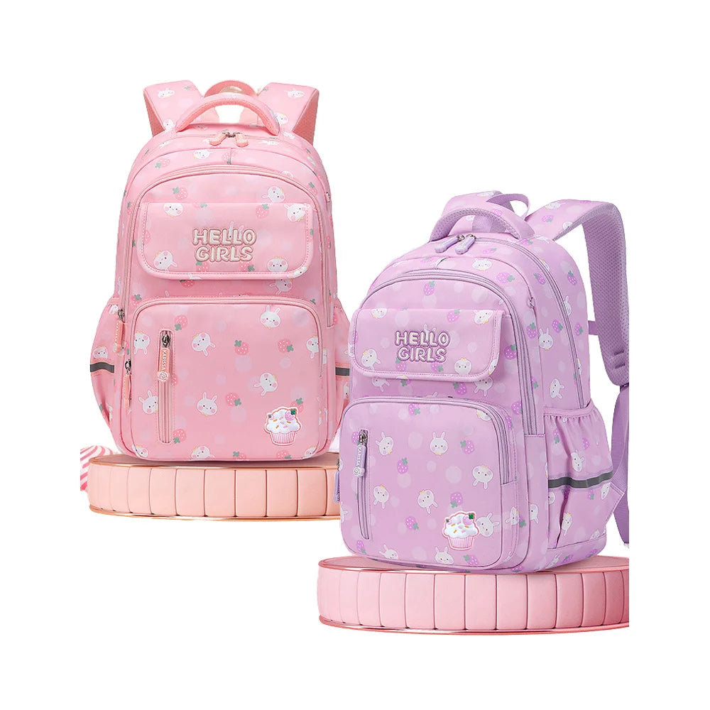 Sweet and Lovely Girls' Schoolbag with Zipper Closure Beautiful Primary Accessory in Polyester Lining with Two Handles/Straps