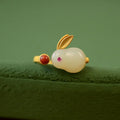 2025 Fashion Cute Hetian Hare Crystal Ring Lovely Rabbit Jade Ring Jewelry for Women Girls