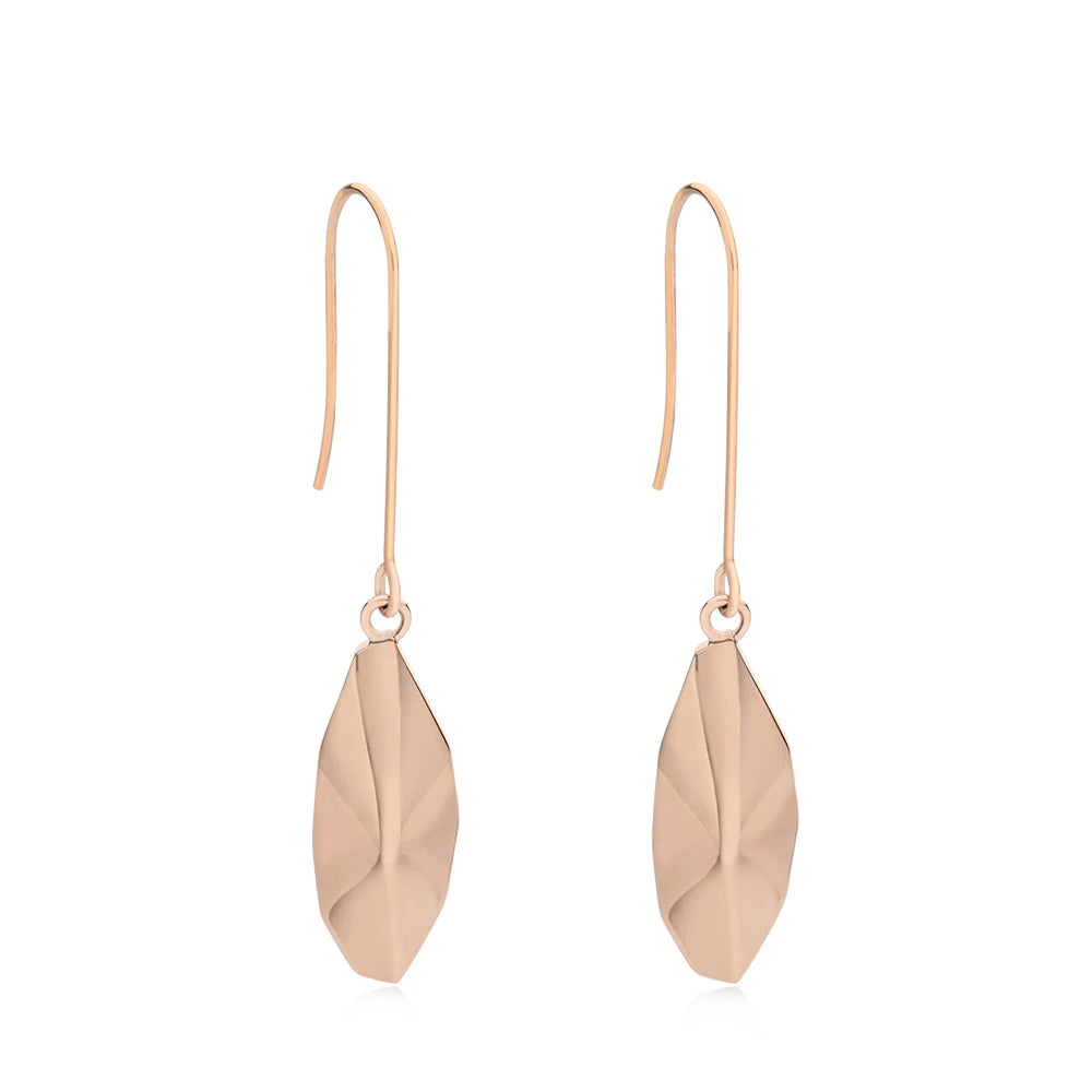 OEM Solid Geometric Drop Earring Long Dangle Rose Gold Color Fashionable Pearl Jewelry Brincos for Women for Weddings