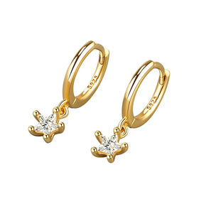 Stylish Chic Dainty Star Pendant Drop Earrings Sparkling Clear Zircon Earring for Women Creative French Earrings Jewelry