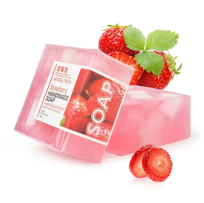Private Label Strawberry Lemon Fruit Soap Hand Made Soap Bar Body Cleansing Bath Essential Oil Soap Wholesale OEM