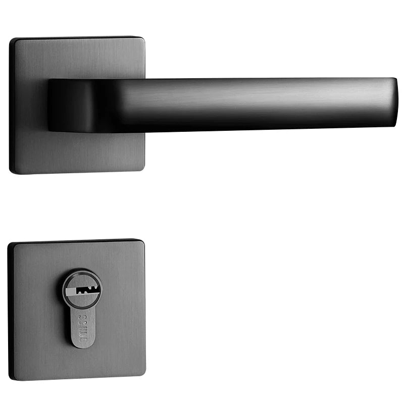 High Standard Interior Bedroom Mute Black Grey Wooden Door Zinc Alloy Modern Door Lock Handle