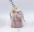 Custom Drawstring Pink Velvet Bags Personalized Logo Print Product Package Jewelry Necklace Gift Bag