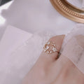 New Fashion Crystal Zircon Rings Sweet Flower Adjustable Open Rings for Women