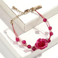 Elegant 2025 Women's Fashion Jewelry Romantic Pink Rose Acrylic Flower Beads  Multi-layer Bracelet Gift
