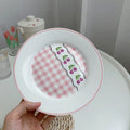 Solhui Korean Retro Dinner Dish Plates Ceramic Round Fresh Flower Dessert Plate