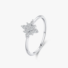 Ailmay 925 Sterling Silver Romantic Winter Gift Snowflake Clear Zircon Finger Ring for Women Girls Birthday Party Fine Jewelry