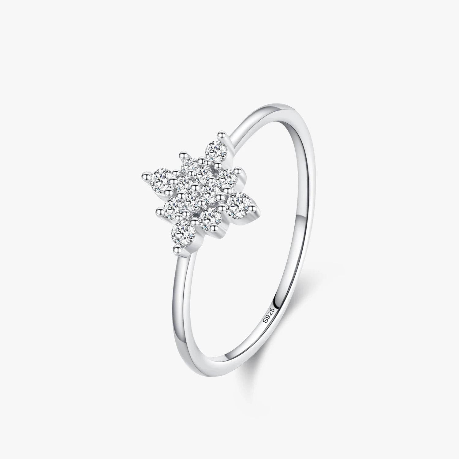 Ailmay 925 Sterling Silver Romantic Winter Gift Snowflake Clear Zircon Finger Ring for Women Girls Birthday Party Fine Jewelry