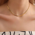 Hot Selling 18k Gold Plated Chains Choker Necklace Simple Style Simplicity Tiny Flat Bead Necklace for Women Men