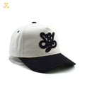 Custom Low Profile 2-Tone Dobby Hand Embroidery Leopard Oxford Baseball Cap Black and White