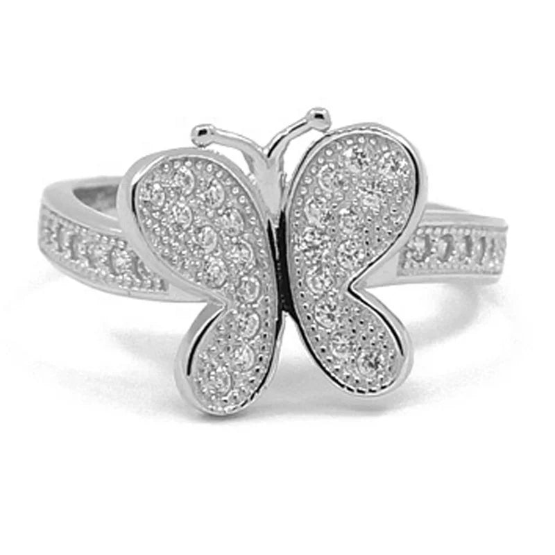 Factory Wholesale Animal Rings Butterfly Ring 925 Sterling Silver Ring