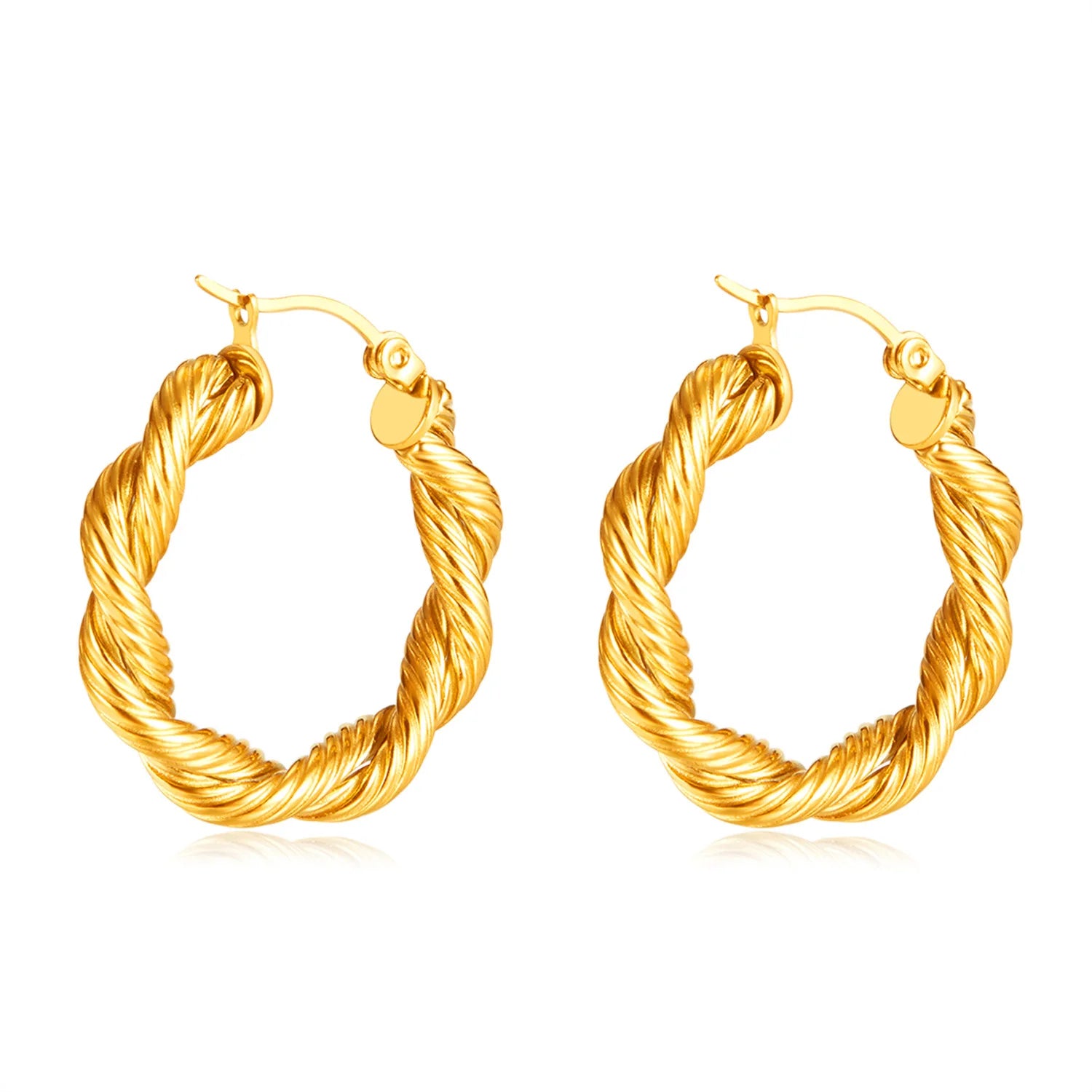 Wholesale Luxury Gold-Plated Stainless Steel Huggie Earrings Classic Wedding Party Engagement Anniversary Gift for Women