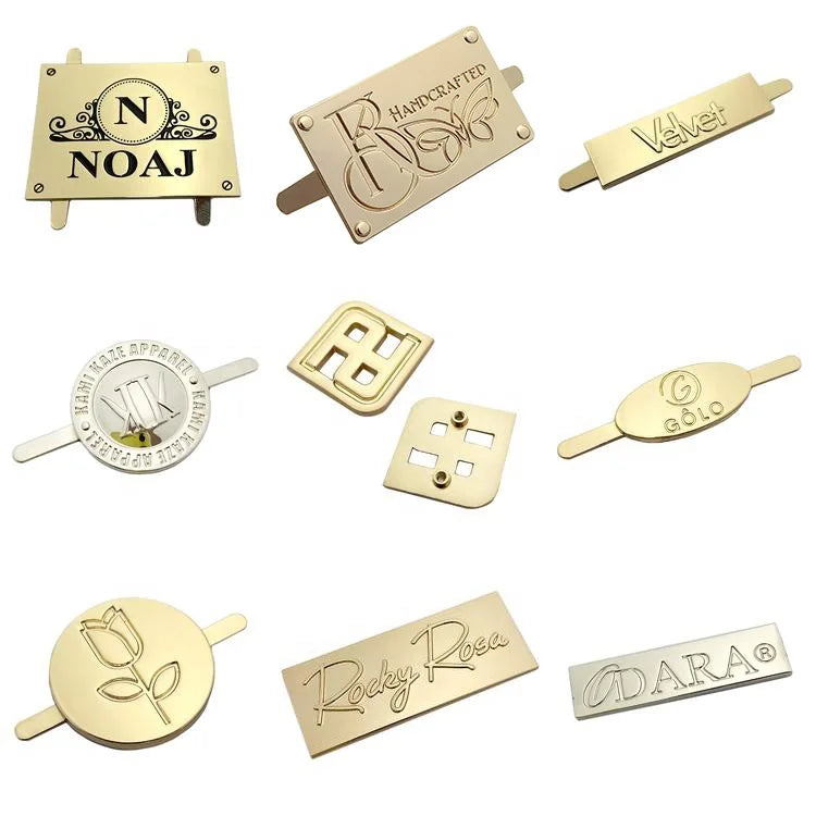 Rustproof Plating Silver  Customized logo Cut Out logo Metal Plate Tag for Handbag