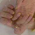 24pcs/box Wholesale 3d Artificial Fingernails Nail French Short Square Press Stick on Nails With Glue Press on Nail