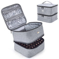 Double Layer Foldable Square Grey Oxford Cloth Nail Polish Organizer Storage Case Holds 42 Bottles