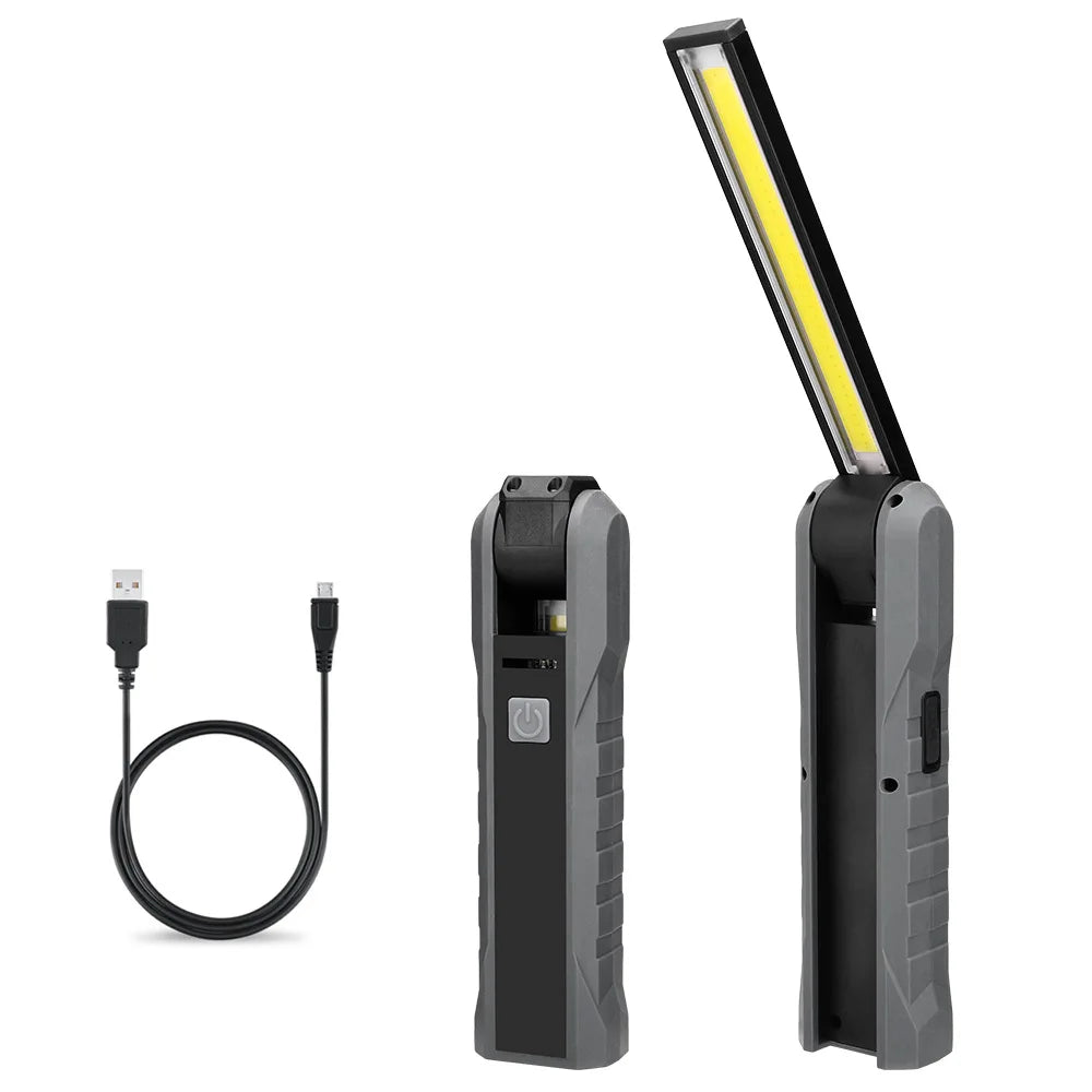 Portable Rotate Waterproof Multi 360 Lumen Usb Rechargeable Led Emergency Magnet Work Light Flashlight with COB