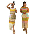 Summer New Arrival Beach Wear Women Sleeveless O Neck Patchwork Tassel Long Dress Women Sexy Midi Dress