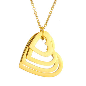 G2523Wholesale Collier Coeur De Acero Inoxidable Custom Personalized Multi-layered Heart Pendant Engraved Name Necklaces Jewelry
