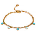 JINYOU 1450 Fashion Trendy Turquoise Stone Resin Gold Charm Statement Stainless Steel Eye Bracelet Bangle