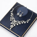 2022 Newest  Rhinestone Crystal Earrings Necklace Set Bridal Wedding Jewelry Sets for Wedding Party Gift