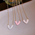 Colorful Drip Oil Love Heart Necklaces for Women Gold Plated Shell Heart Pendant Necklace Irregular Heart Pendant Necklace