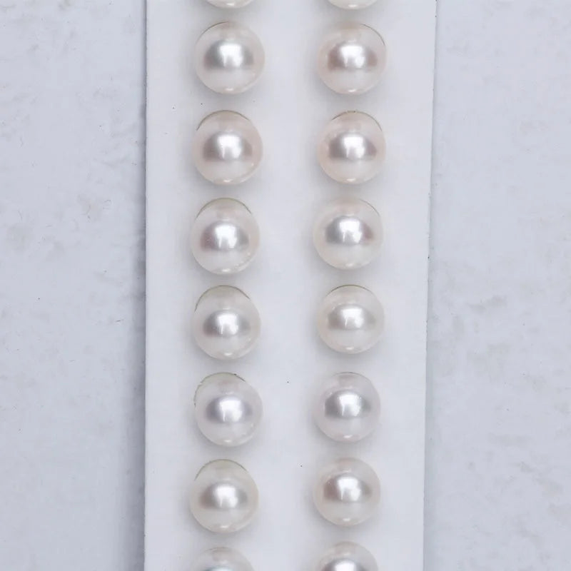 Round 7-8mm White Half Drilled Real Loose Wholesale Freshwater Pearls Raw Cultured Real Freshwater Pearl for Make Jewelry